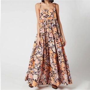 Free People Park Slope Cotton Maxi Dress in Dark Combo